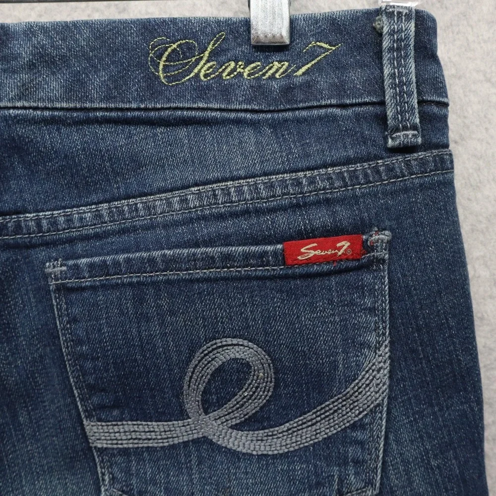 Seven7 Jeans Womens 8 Boot Cut Flare‎ 5-Pocket Stretch Flex Denim Dark Wash Blue